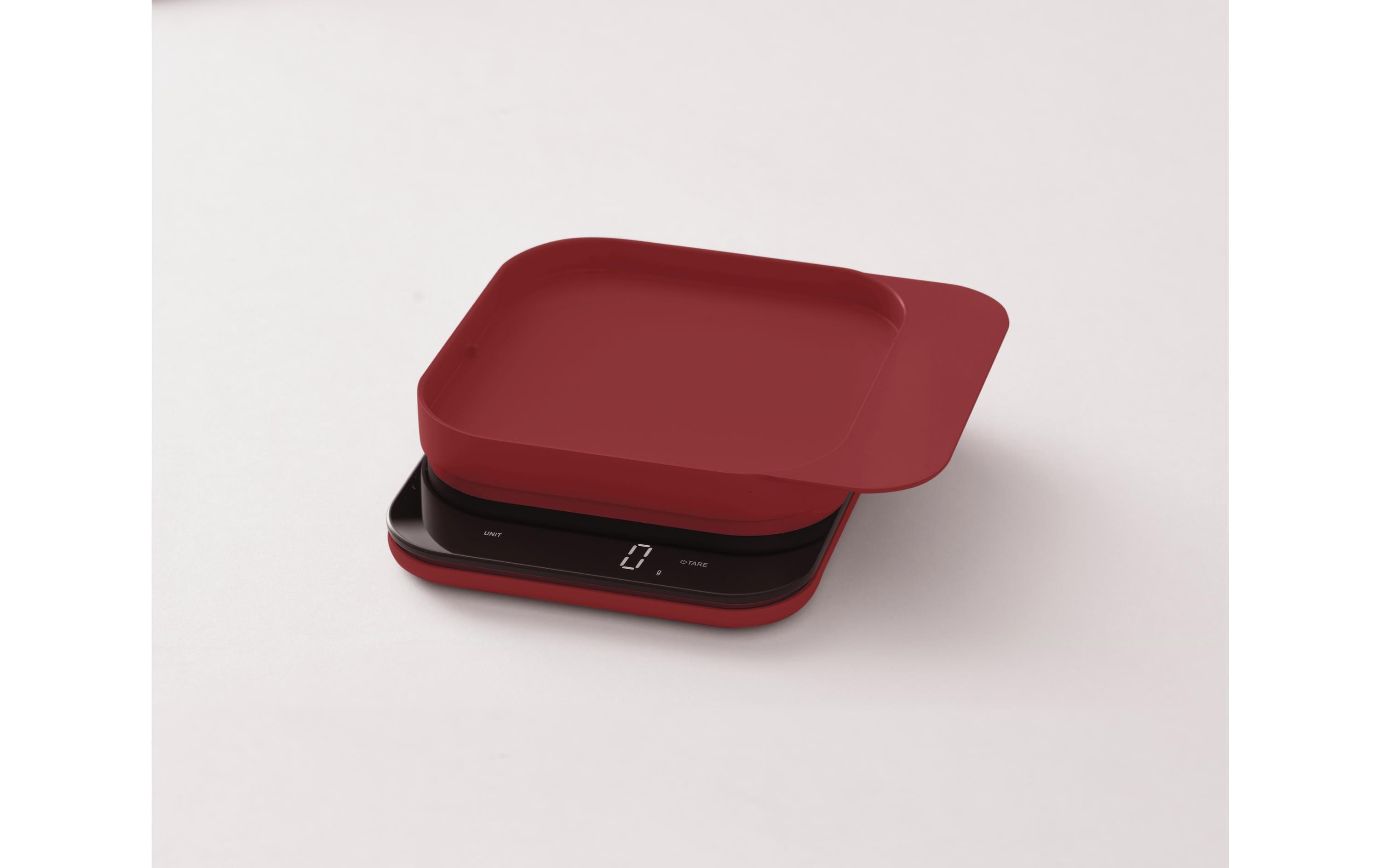 kitchen scale, digital scale, rot, kompakt, schale