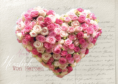 Von Herzen - Grusskarte mit Rosen