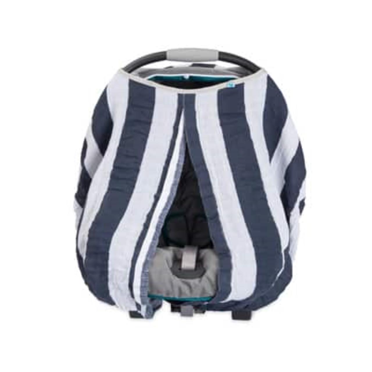 Baumwoll-Muslin Sonnendach Navy Stripe