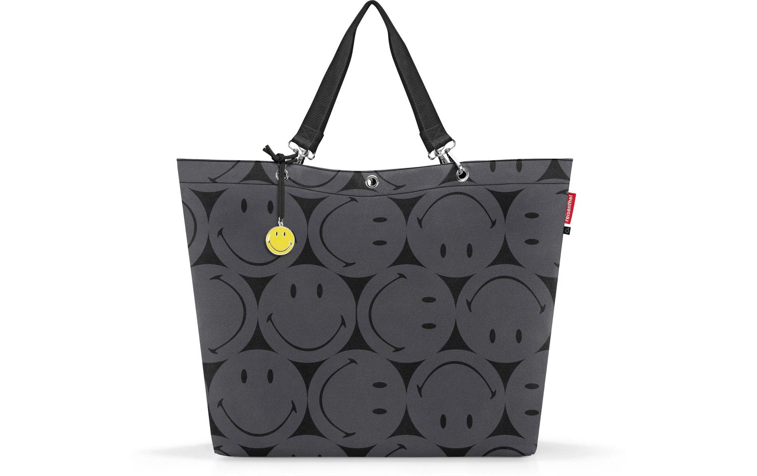 Tasche, Tagesbag, Graues Muster, Smiley-Logo, Kanvas-Tasche