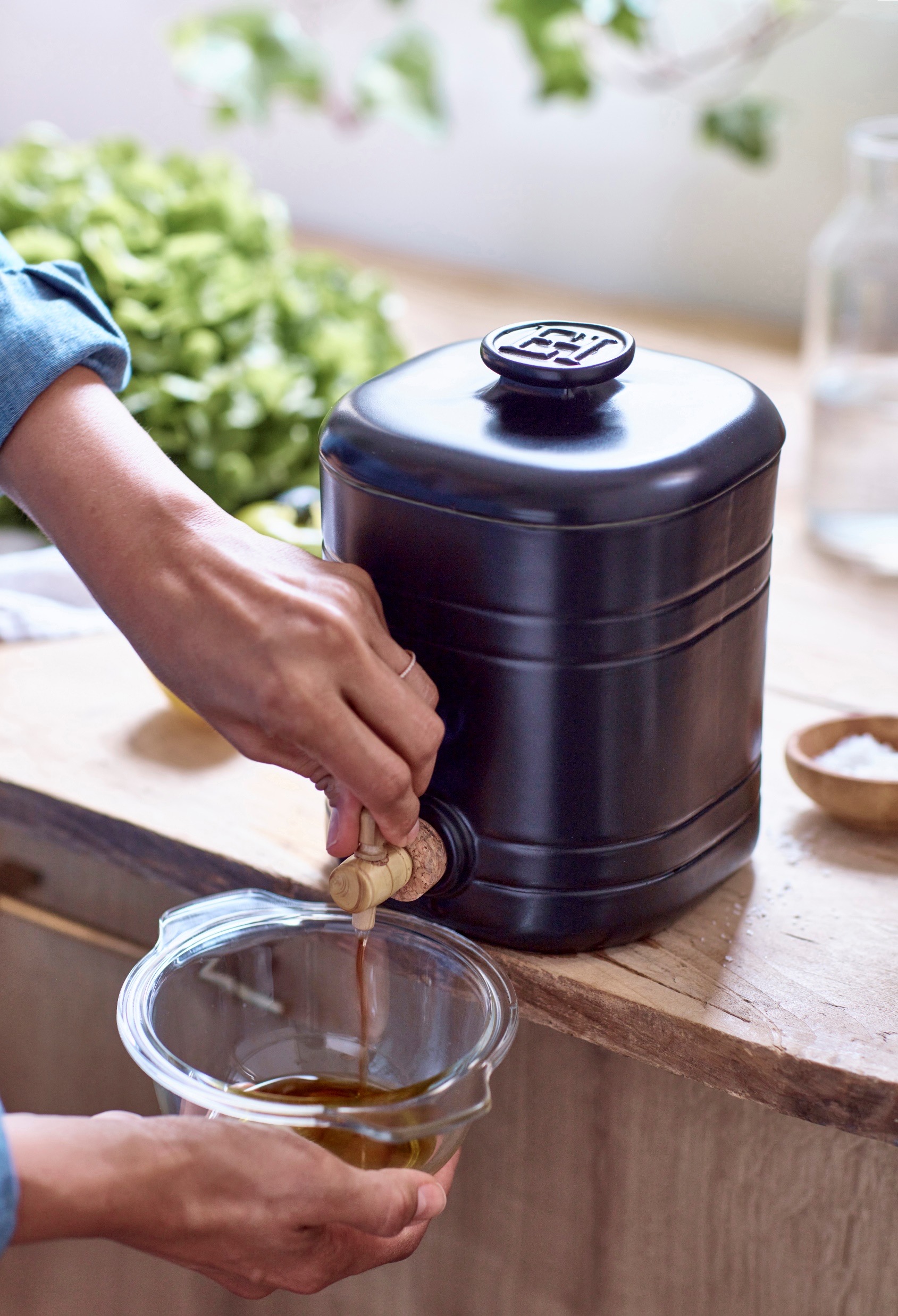 Essigtopf Keramik 2.5 Liter Schwarz