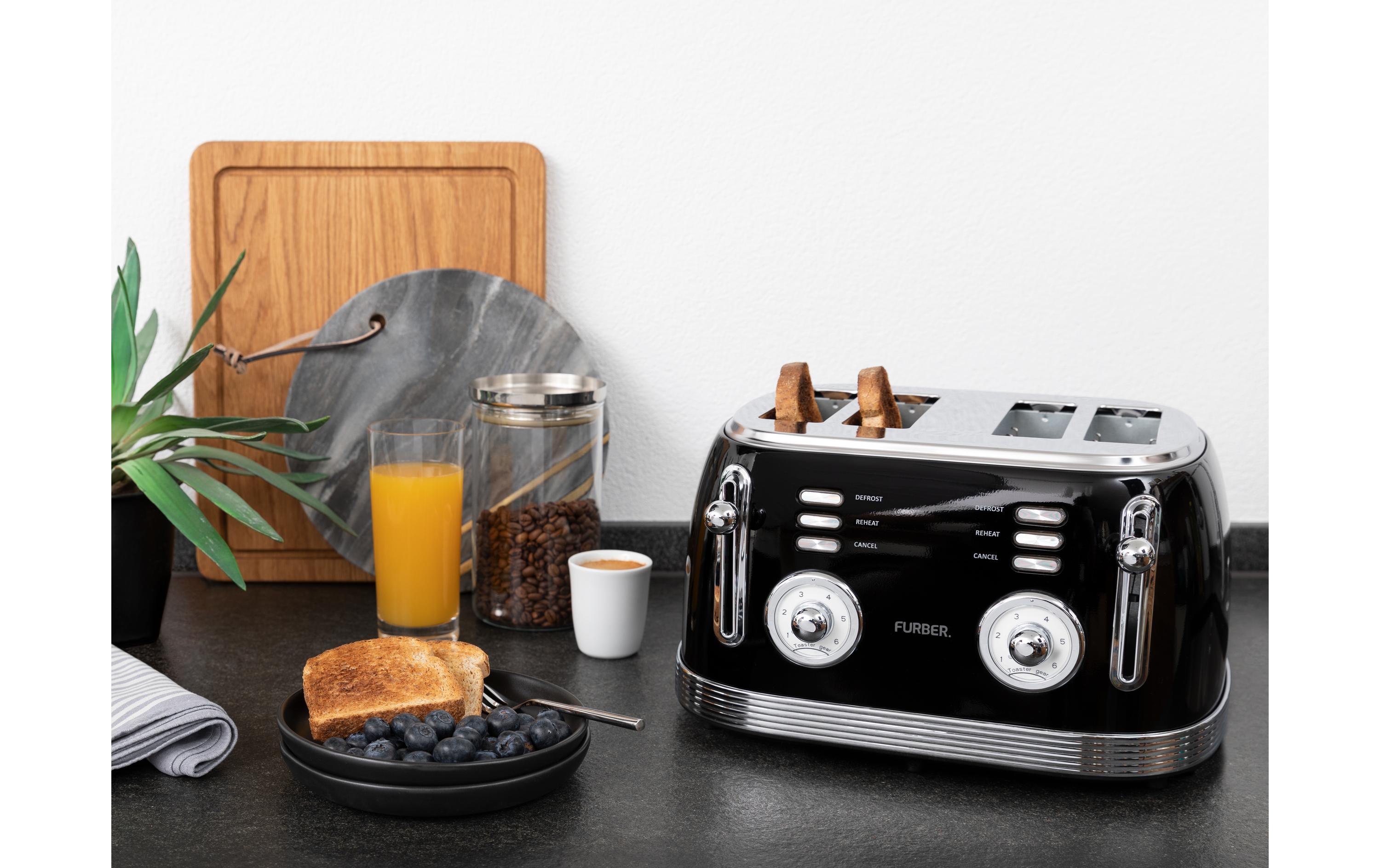 FURBER Retro Toaster 4 Schlitz Schwarz