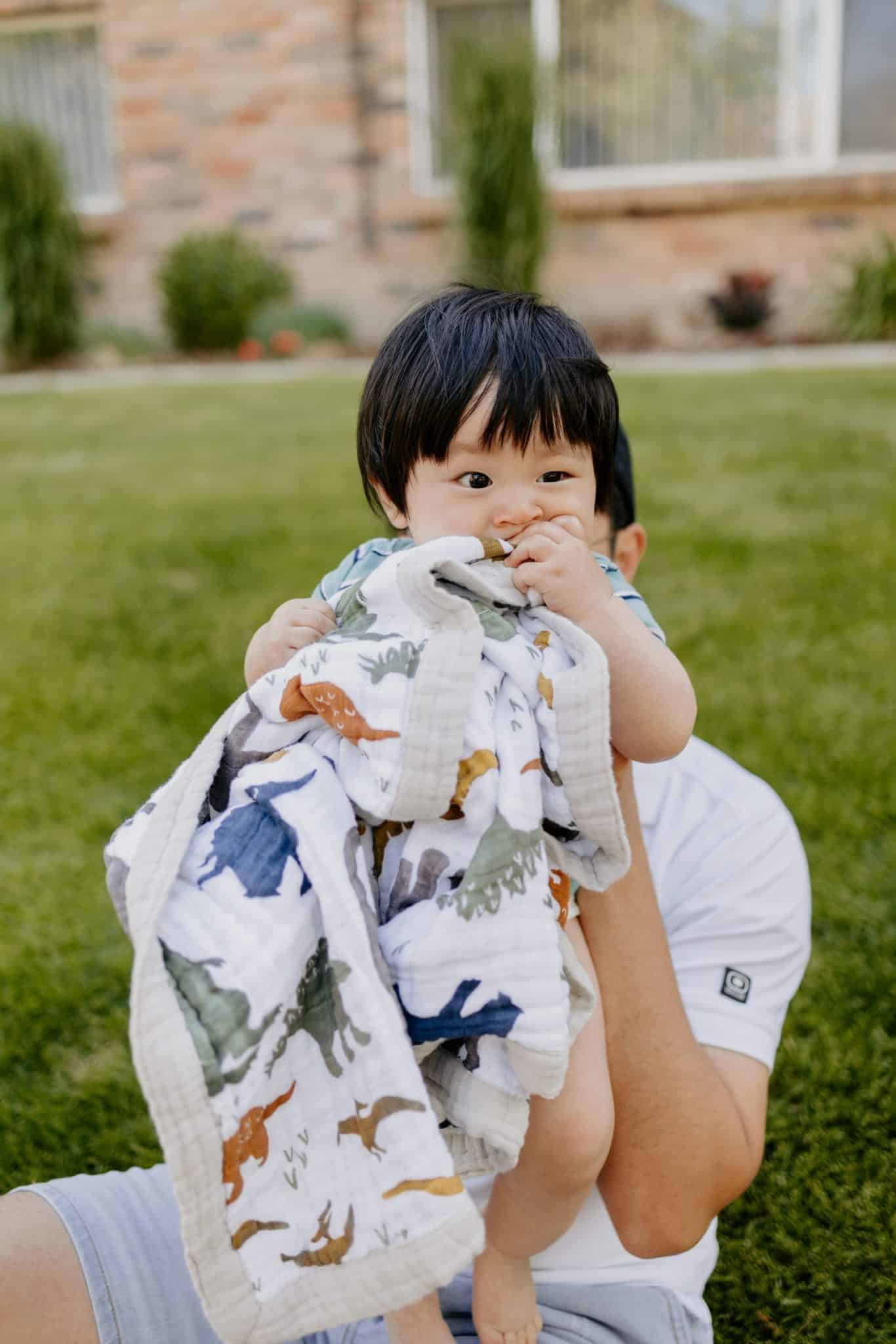 Cotton Muslin Baby Blanket - Dino Friends