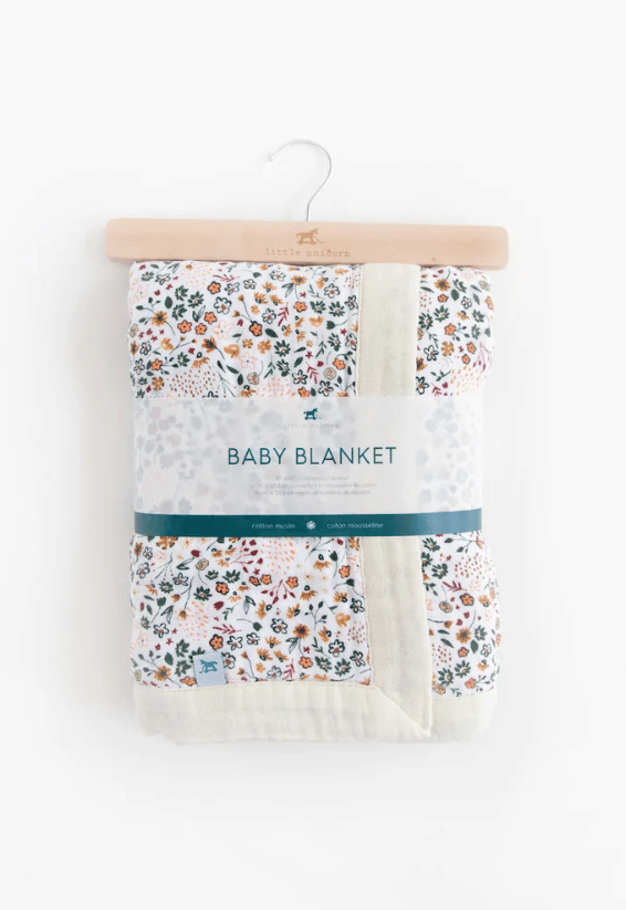 Cotton Muslin Baby Blanket - Pressed Petals