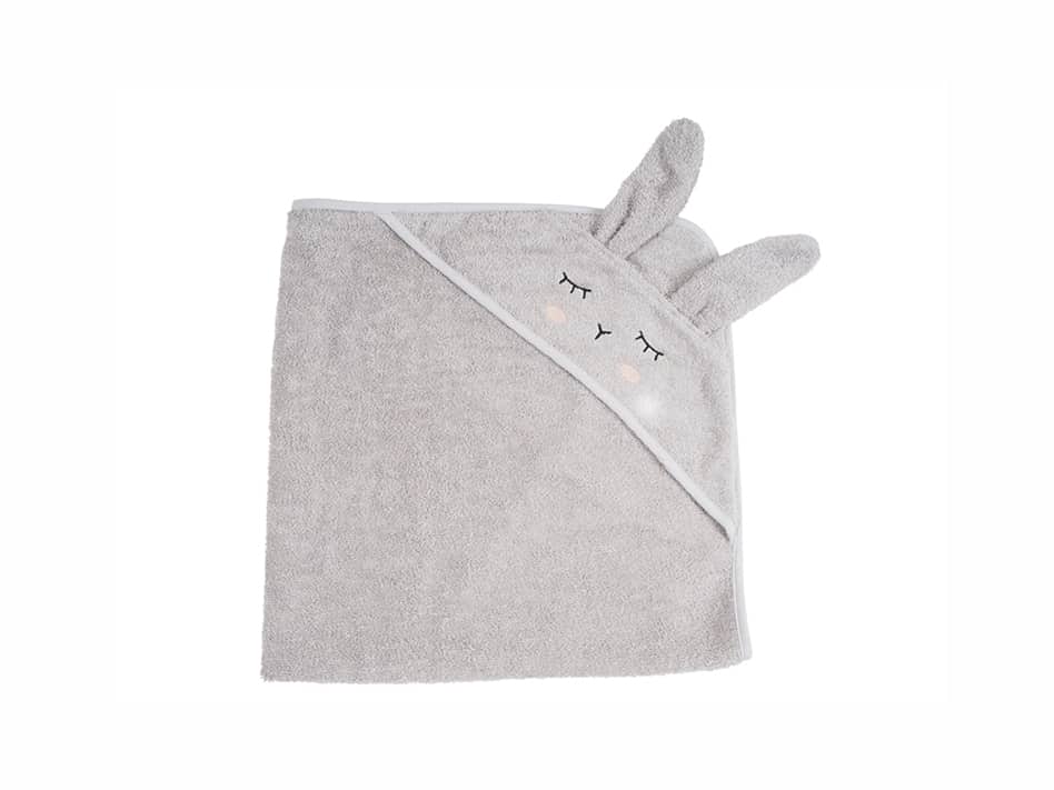 Kuscheliges Kapuzenhandtuch für dich - Rabbit silbergrau (GOTS)