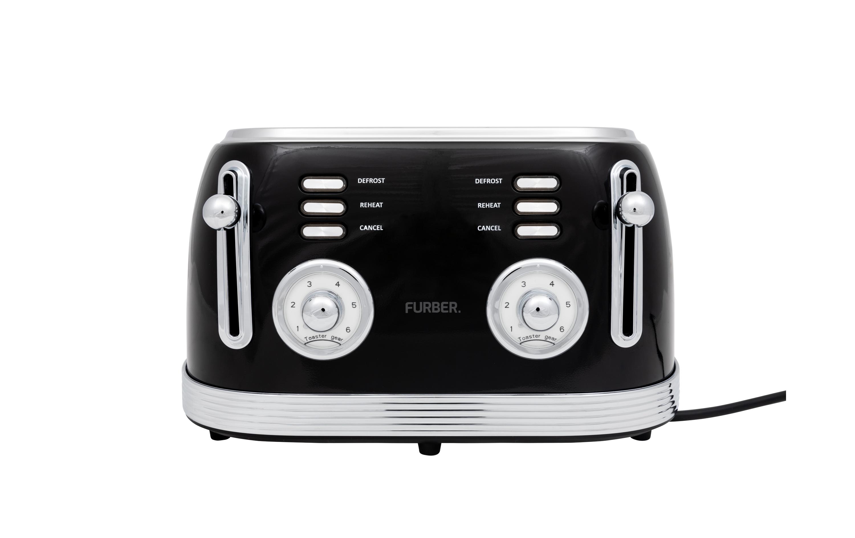FURBER Retro Toaster 4 Schlitz Schwarz