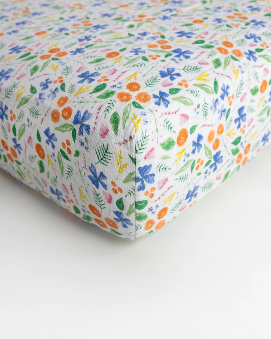 Cotton Muslin Crib Sheet - Mountain Bloom