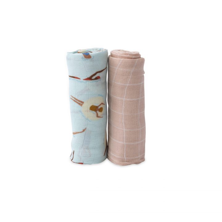 Deluxe Muslin Swaddle 2 Pack - Swim Cap Set