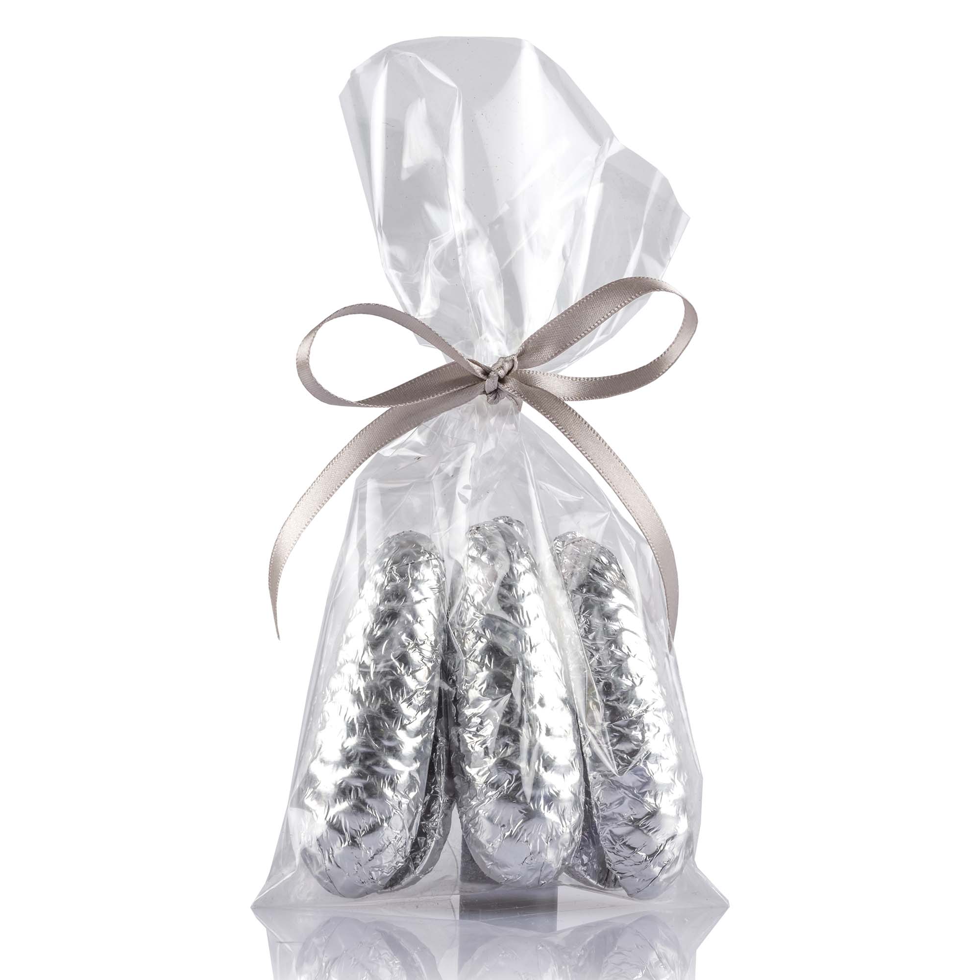Schokoladen-Tannenzapfen gefüllt Silber im Säckli 6 Stk, 90g