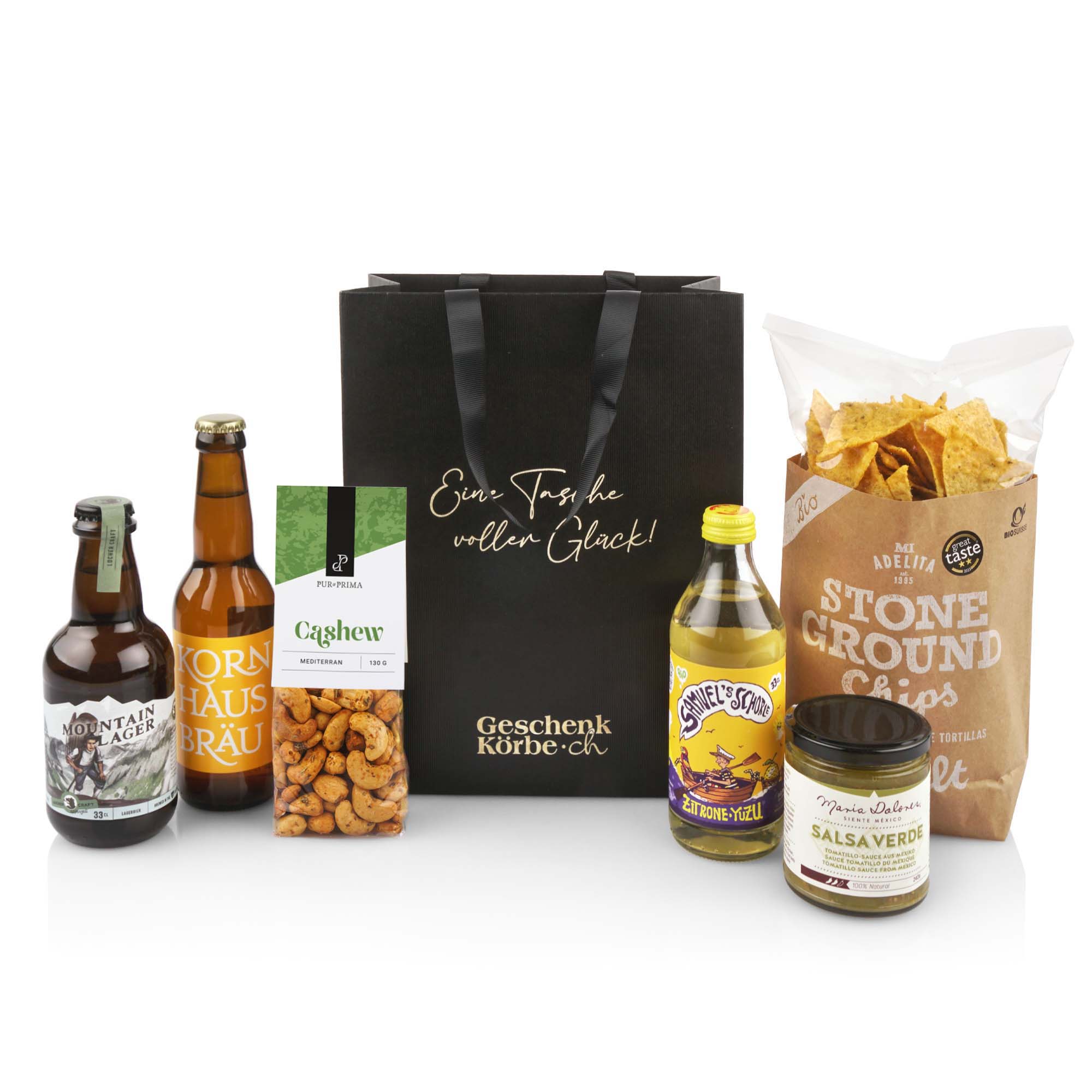 Geschenktasche "Apéro Mix" Bier, Getränk, Flasche, Bier-Flasche, Schnaps