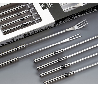 Garnitur 6 Bourguignonnegabeln Inox Ringe schwarz Besteck, Gabel