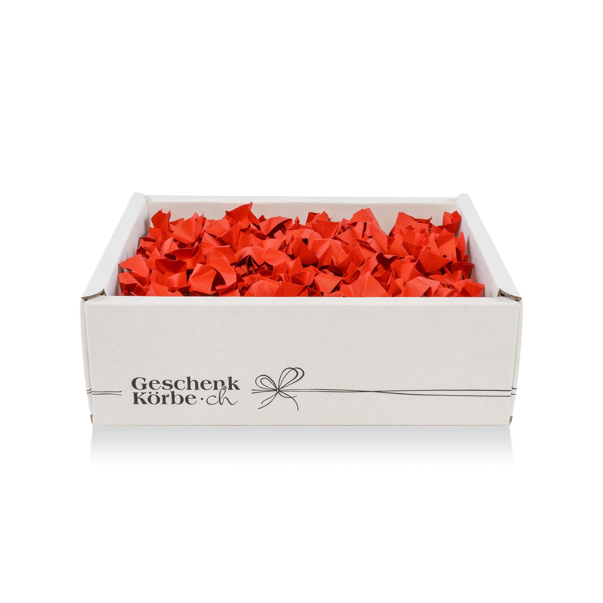 Geschenkkorb "Klein" mit 3-6 Produkten - Füllmaterial Rot