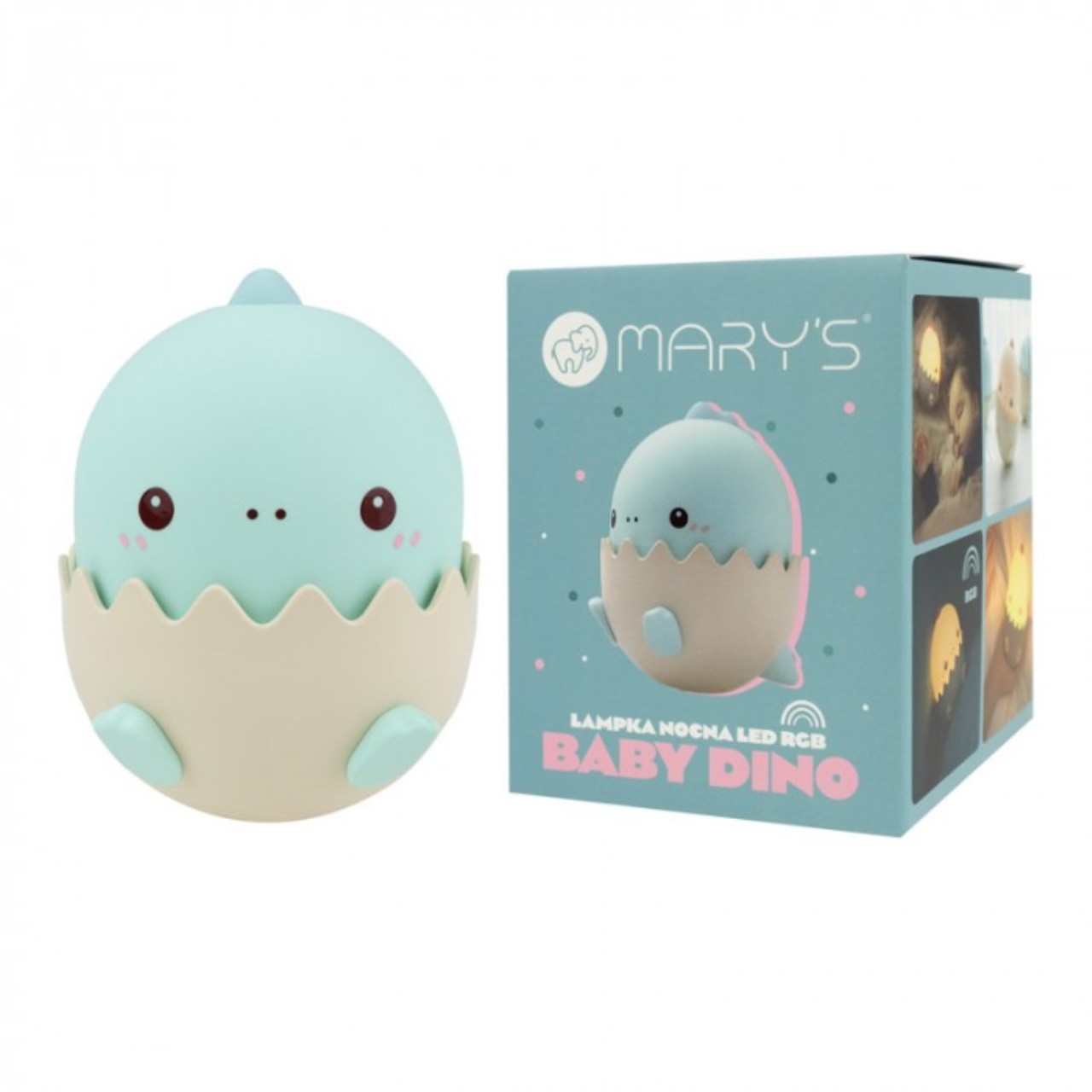 Baby Dino, LED-Lampe, Eierschale, Mintgrün, Mary's