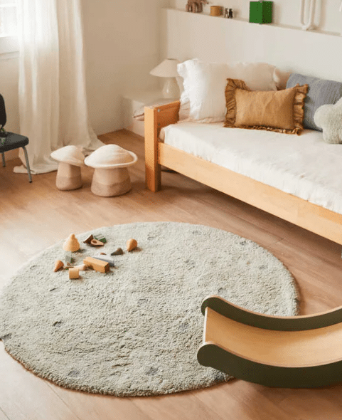 Rug Round Dot Blue Sage