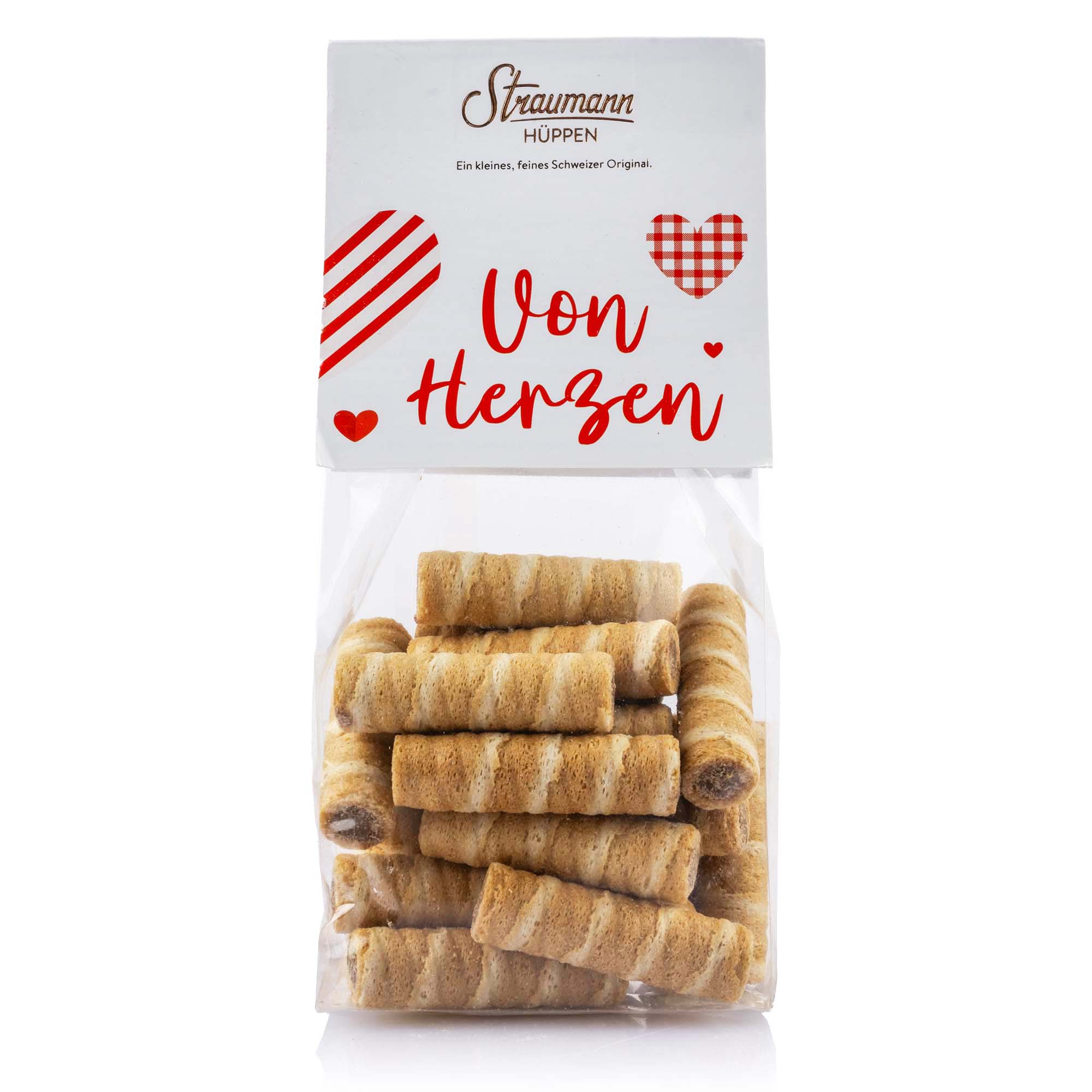 Straumann Hüppen "Von Herzen" mit Haselnuss-Gianduja-Füllung, 100g Straumann Hüppen "Von Herzen" mit Haselnuss-Gianduja-Füllung, 100g