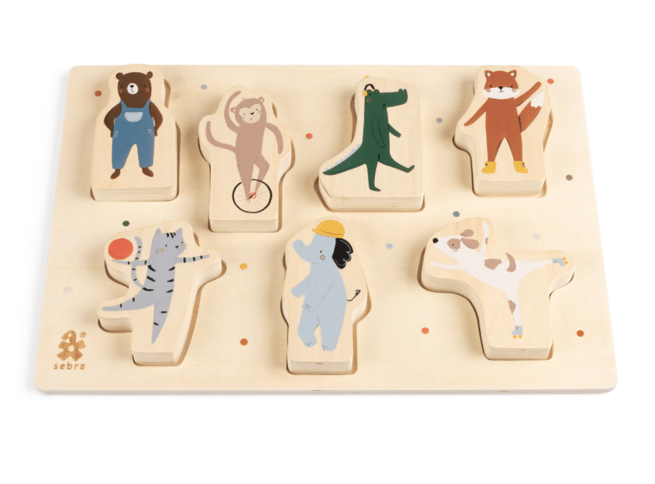 Kräftiges Puzzle aus Holz, Teeny Toes/Busy Builders
