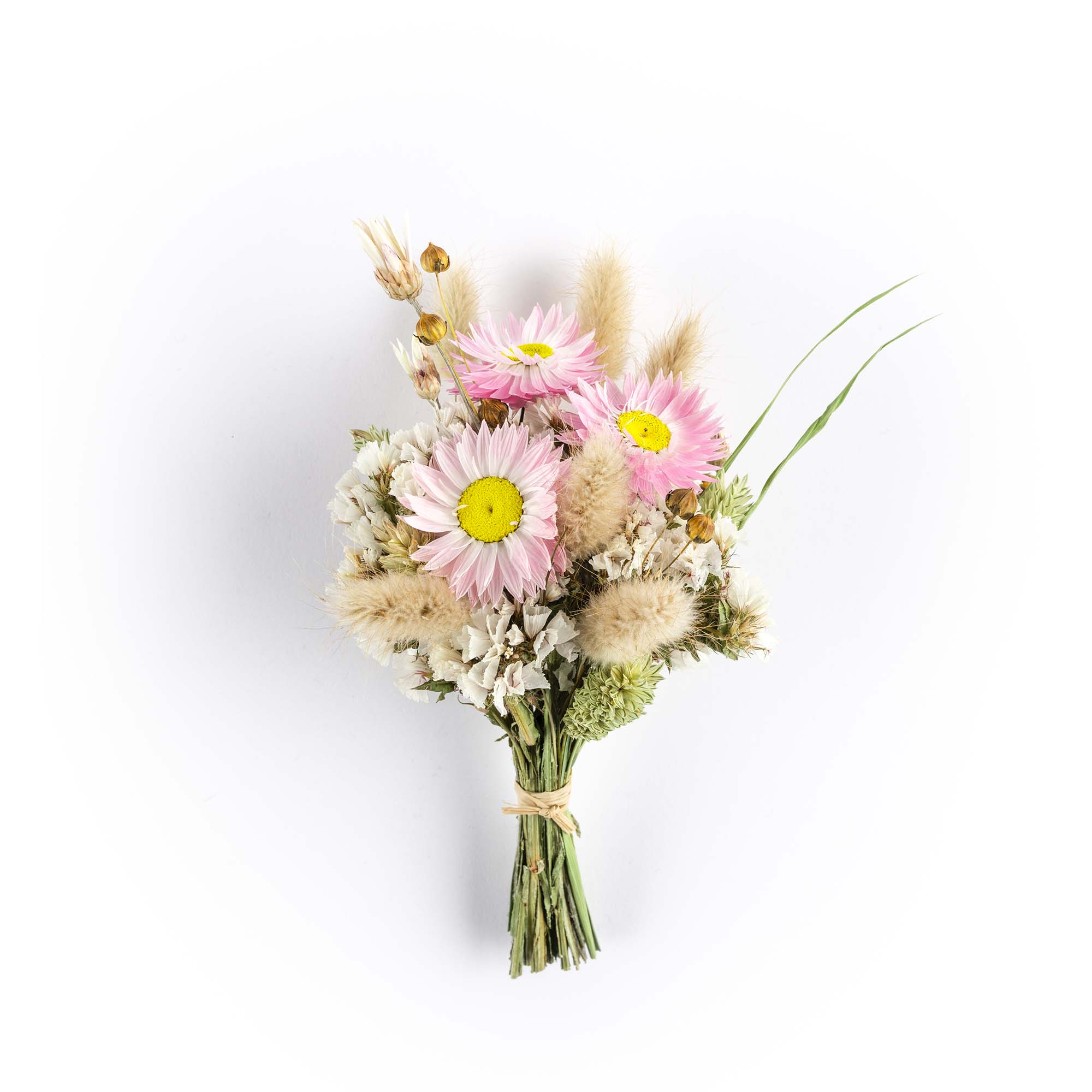 Bio Trockenblumen Strauss, weiss/rosa, Swiss Made