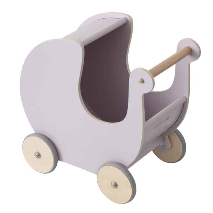 Puppenkinderwagen aus Holz, morning cloud pink