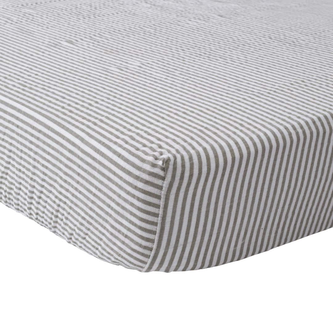 Cotton Muslin Crib Sheet - Grey Stripe