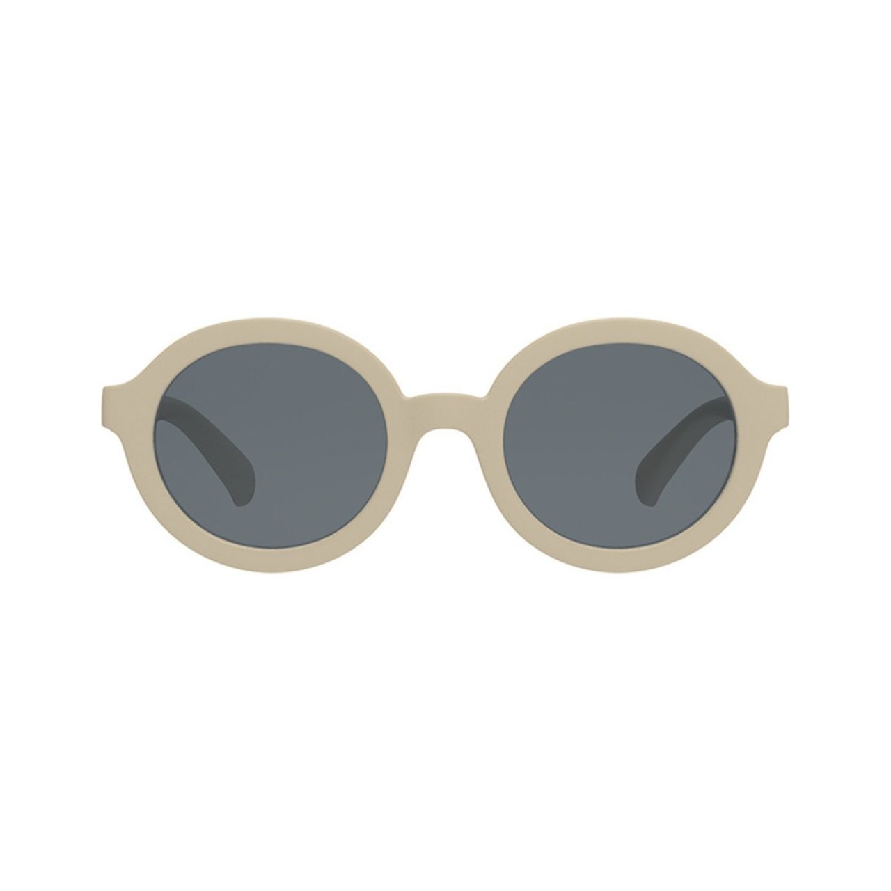 Sonnenbrille, runde Gläser, beige Rahmen, graue Gläser, unisex