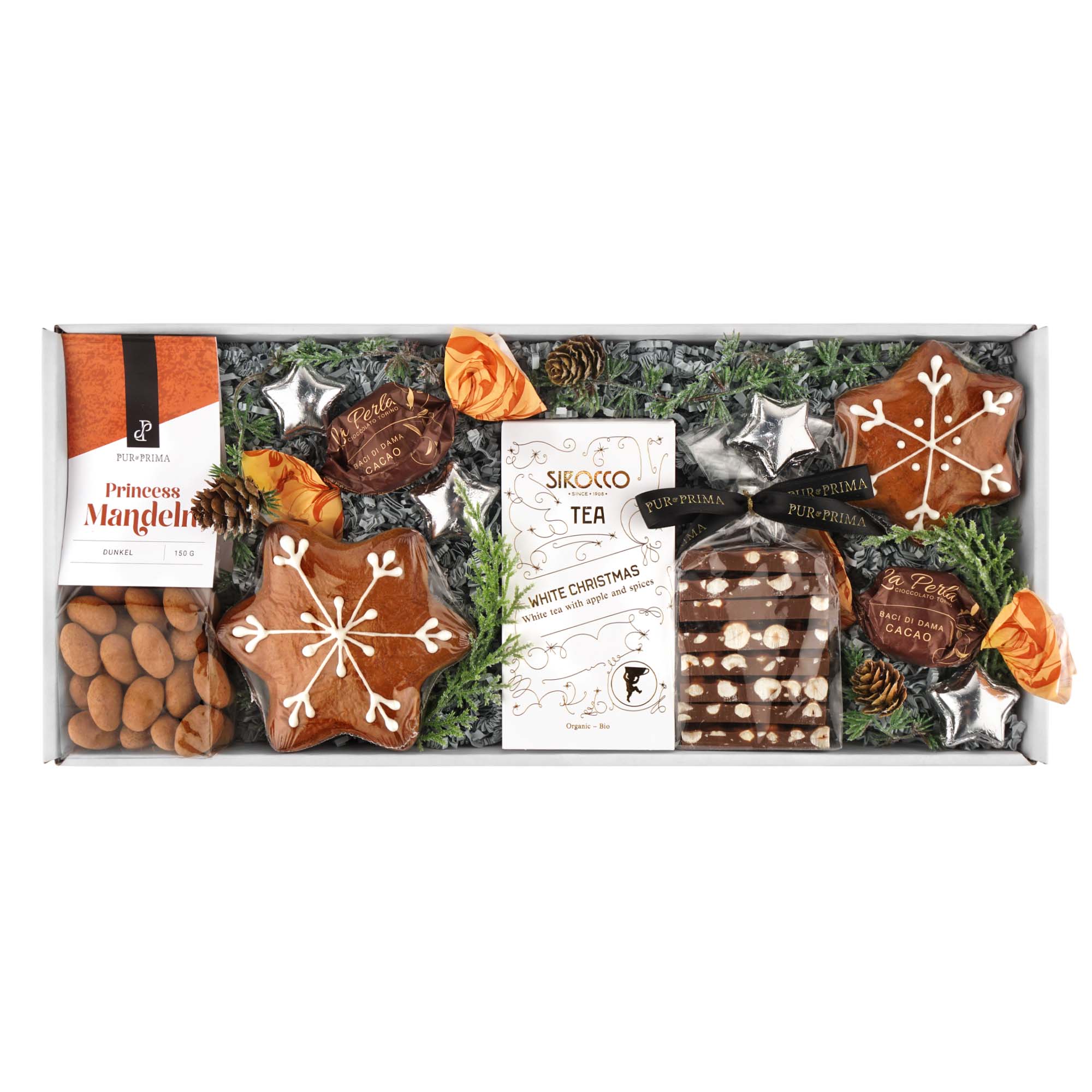 Geschenkkorb "White Christmas" Essen, Süßigkeiten, Schokolade, Nachtisch
