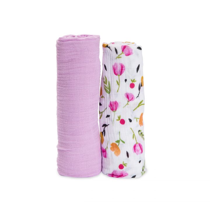Organic Cotton Muslin Swaddle 2 Pack - Berry & Bloom Organic Cotton Muslin Swaddle 2 Pack - Berry & Bloom