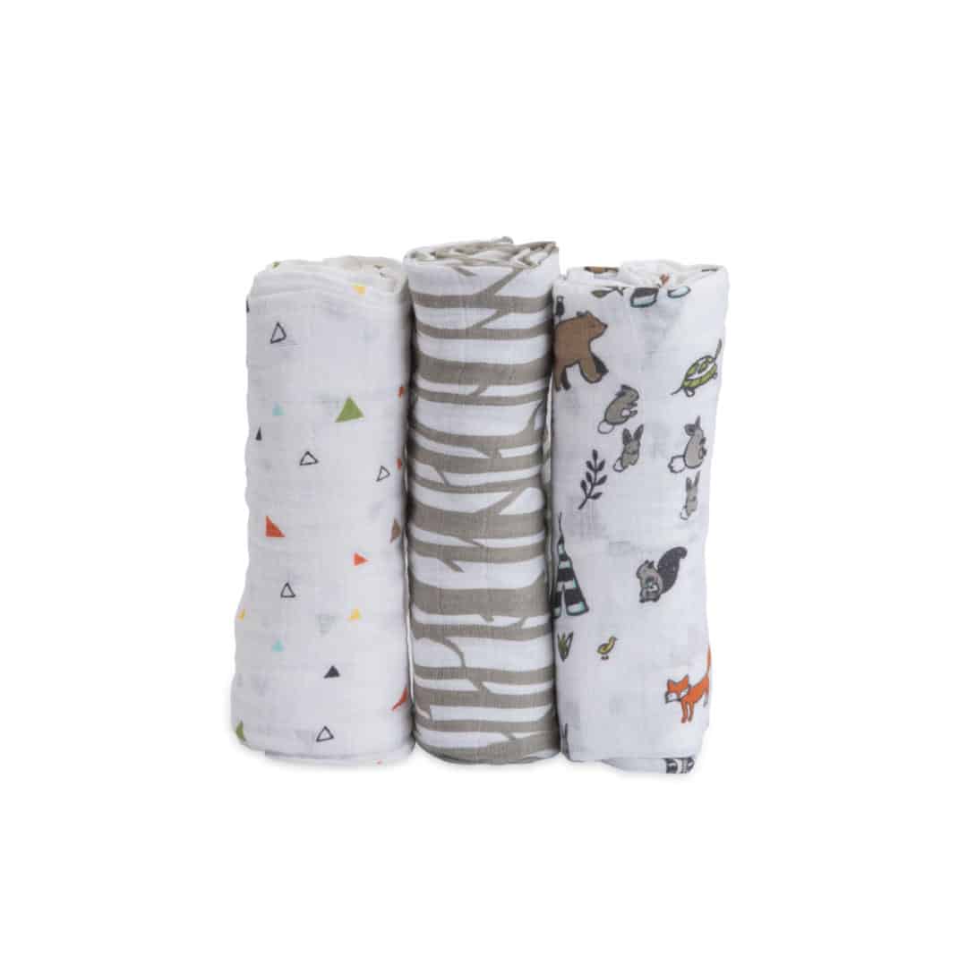Cotton Muslin Swaddle 3 Pack - Forest Friends