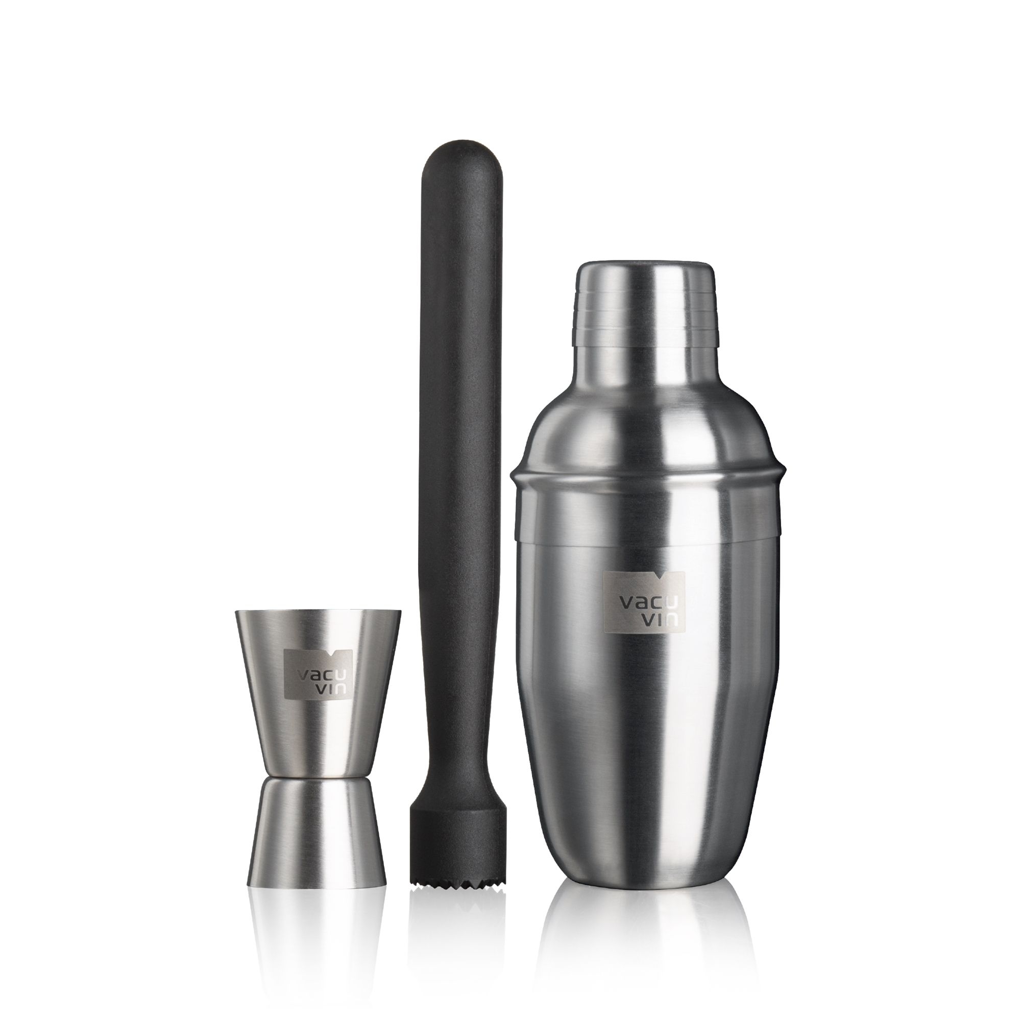 Cocktail Set von 3 Stk. (Shaker Doppelmesserbecher Stössel) Flasche, Shaker