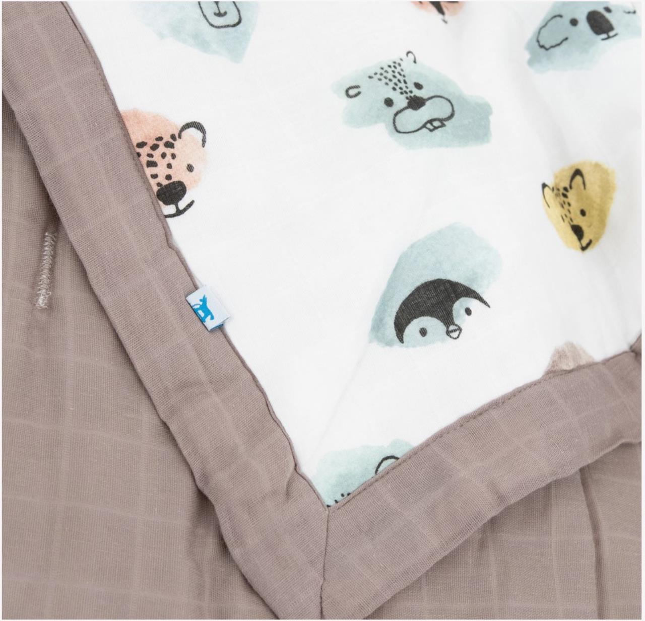 Baumwolll-Muslin Toddler Comforter, Watercolor Critters