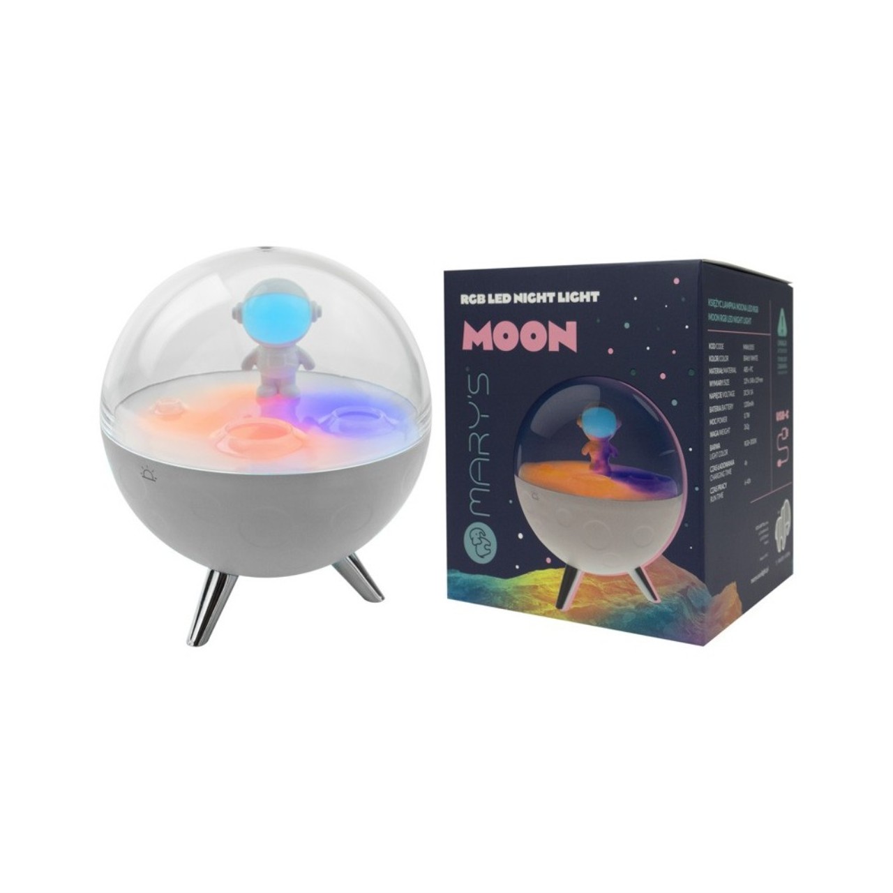 Sphäre, LED-Licht, Mondlampe, Globusform, Kuppel aus Acryl, bunte LEDs
