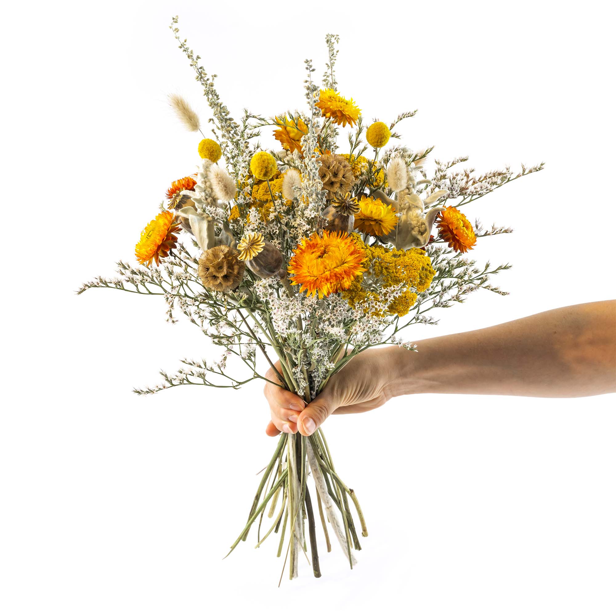 Bio Trockenblumen Strauss Gross, gelb/orange, Swiss Made