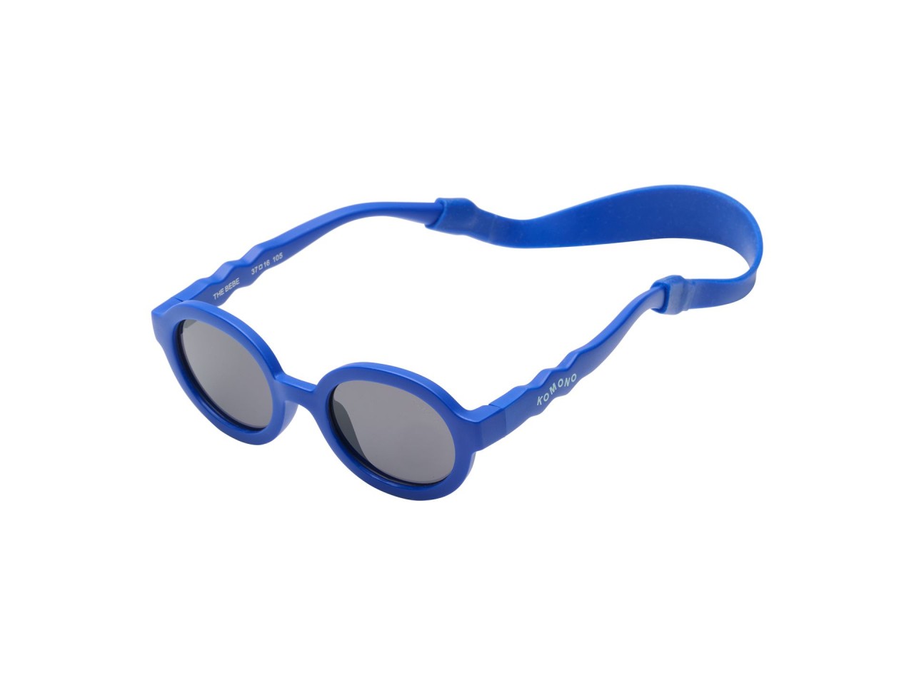 blaue Sonnenbrille, runde Gläser, Kunststoffrahmen, Kinderbrille, verstellbares Band
