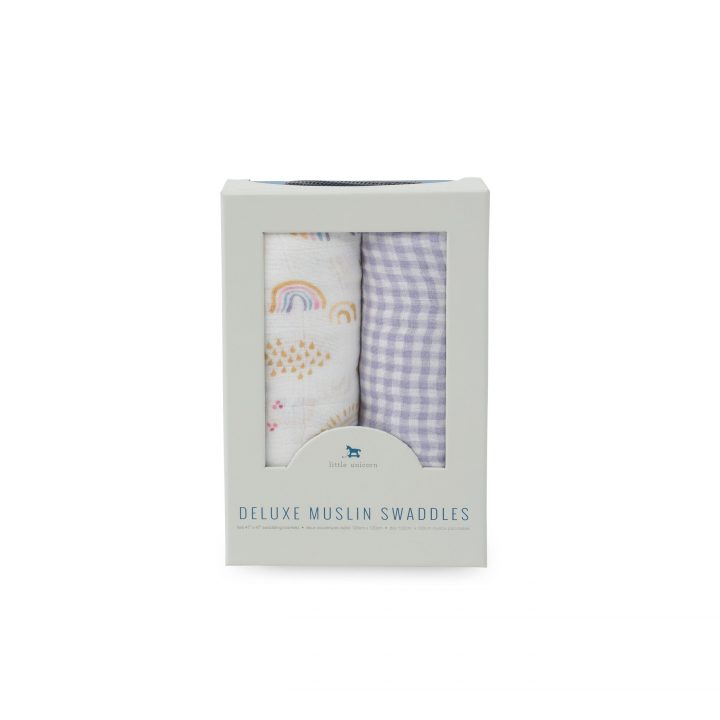 Deluxe Muslin Swaddle 2 Pack - Rainbow Gingham Deluxe Muslin Swaddle 2 Pack - Rainbow Gingham