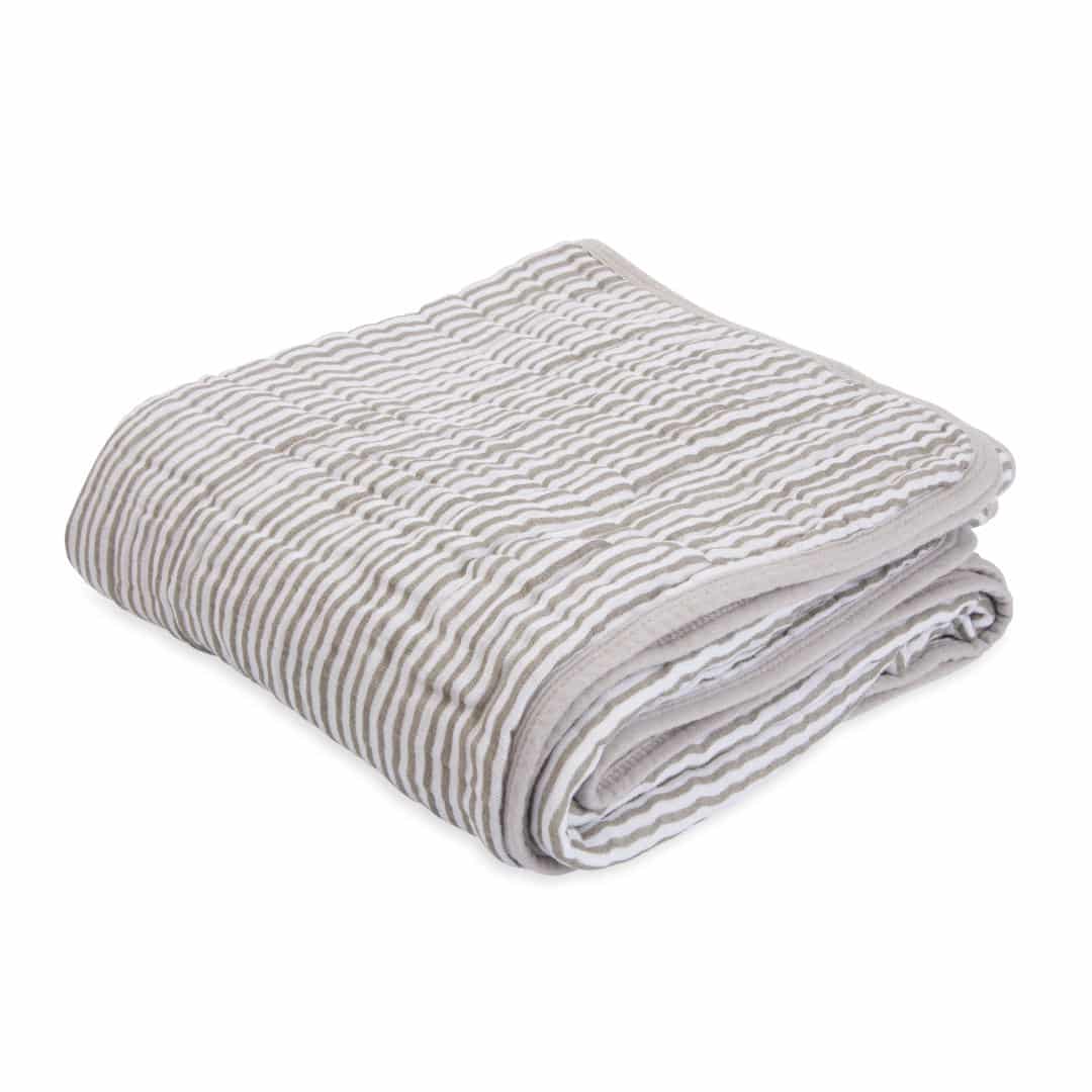 Cotton Muslin Quilt - Grey Stripe