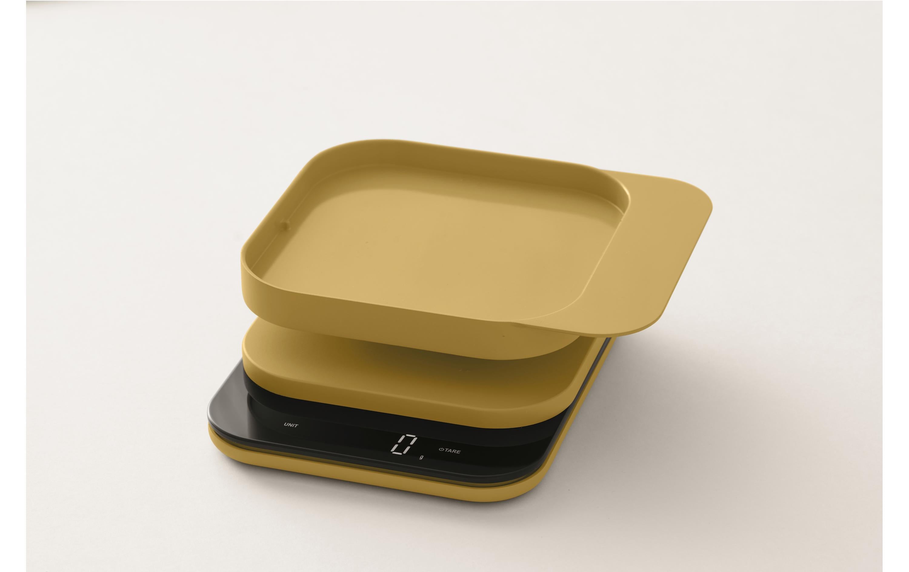 küchenwaage, digitalewaage, gelb, modern, plattform