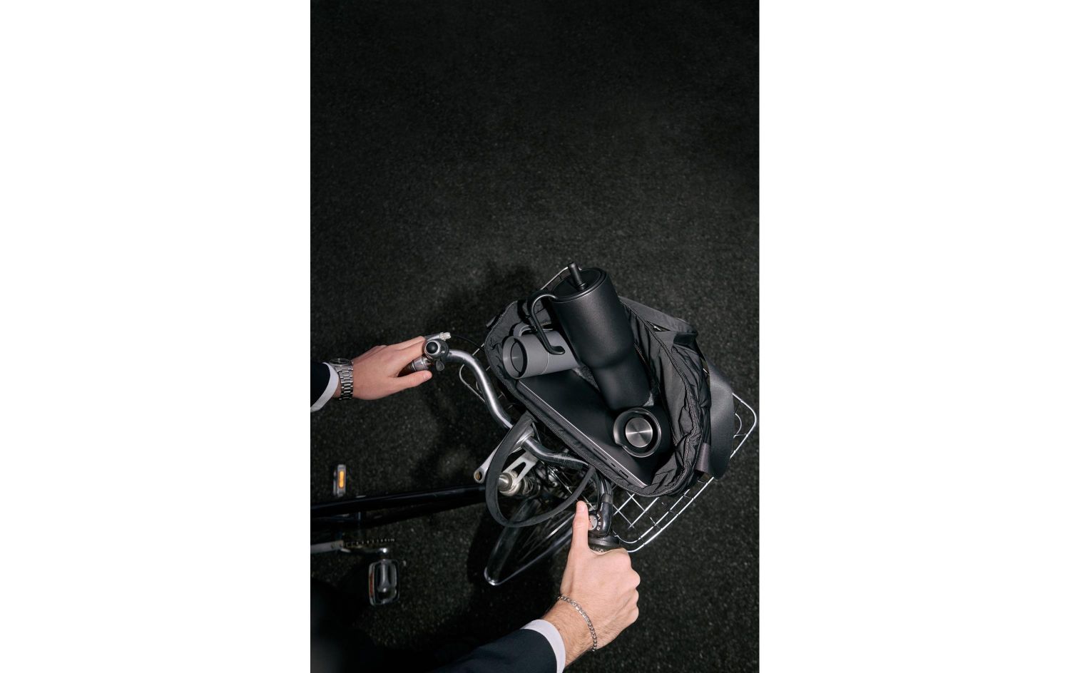  Fahrradkorb, Lenkerkorb, Tragetasche, Wasserflasche, Schwarz, Fahrrad, Lenker, Tasche, Wasserflasche, Metallisch