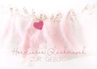 Zur Geburt - Grusskarte Federn