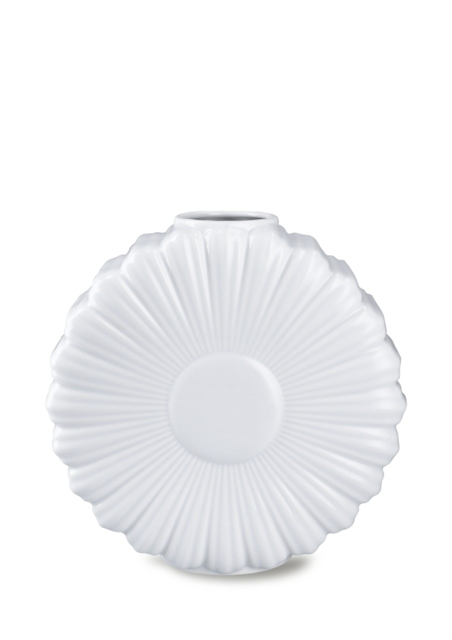 vase, weiss, geknoepft, rund, keramik