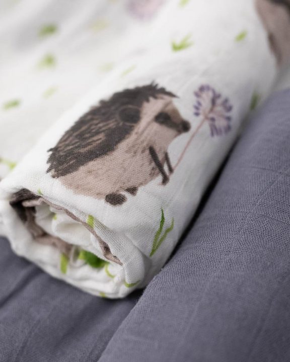 Deluxe Muslin Swaddle 2 Pack - Charcoal Hedgehog Deluxe Muslin Swaddle 2 Pack - Charcoal Hedgehog