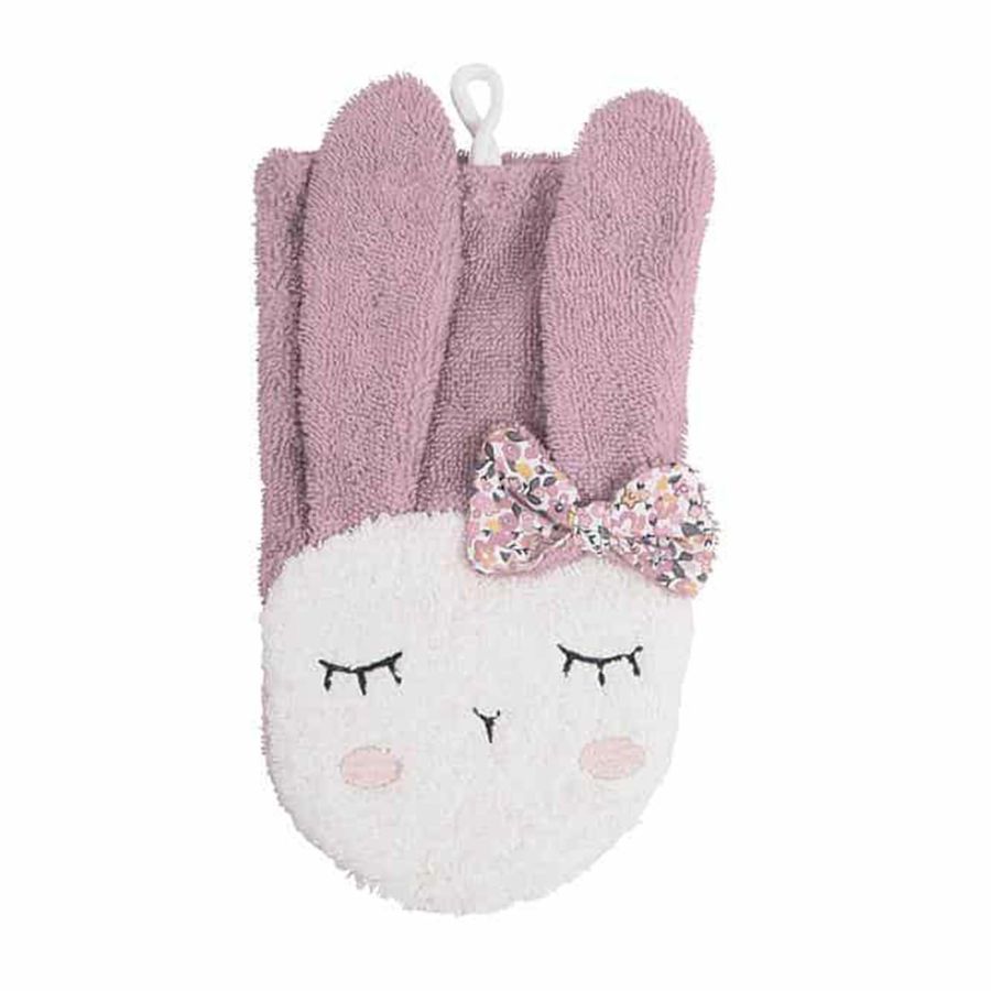 Sanftes Reinigen mit dem Waschlappen Rabbit rosé (GOTS)